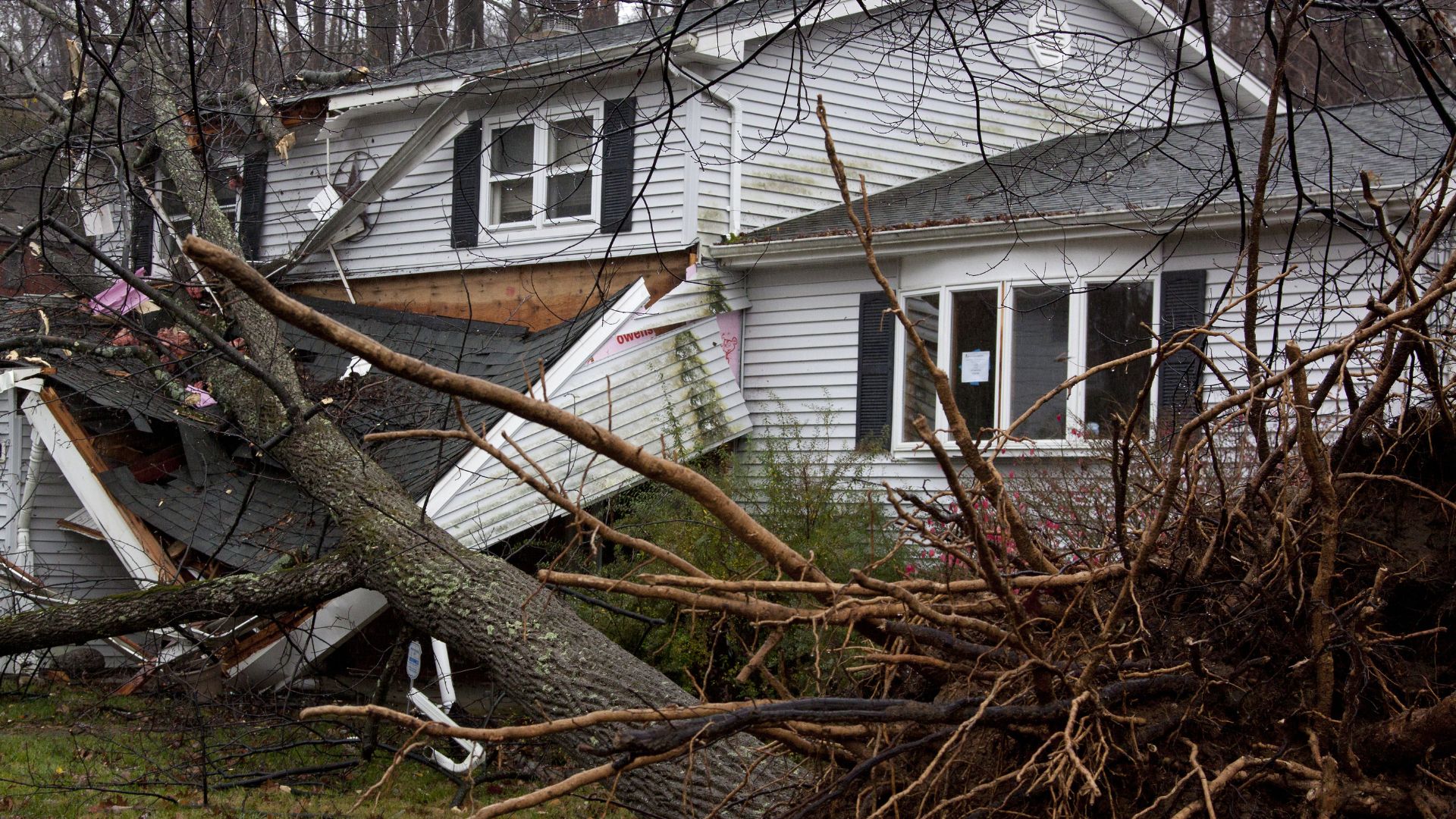Hurricane damage to a house