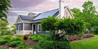 House with solar panels on roof